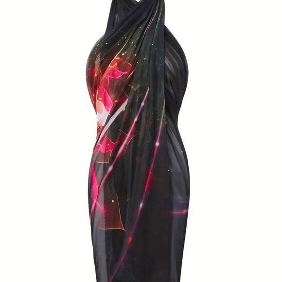 Semi-Sheer Beach Cover-Up (Color: Multicolor) - Picture 2 of 9